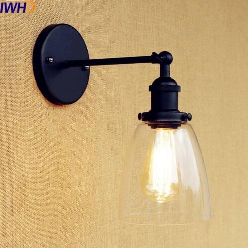 IWHD Glass Loft Industrial Wall Light Fixtures Sconce Wandlamp Stair Lighting Edison Retro Vintage Wall Lamp Apliques Pared