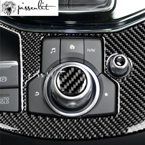 True Carbon Fiber Parts Knob Volume Button Trim FIT for Mazda 3 Mazda 6 CX-9 CX-5 16- 2018Auto Interior Stickers Accessories