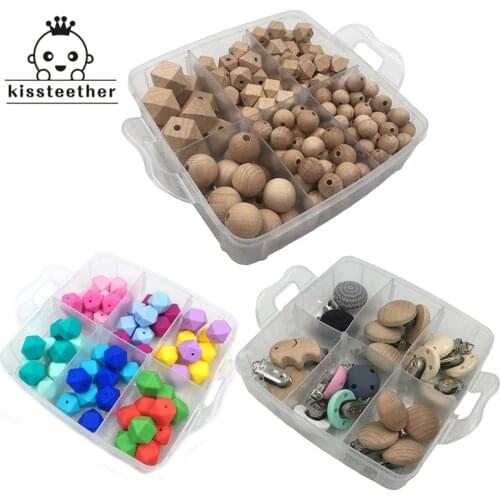 Newest Wooden beads Teether 17mm silicone Hexagon Bead Teething in baby teethers necklace DIY Baby Teether Pacifier Clips