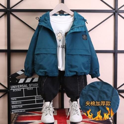 New Toddler Boy Jacket Autumn Fashion Solid Boys Coat Add Cotton Kids Winter Clothes 1-4 Years MD20351