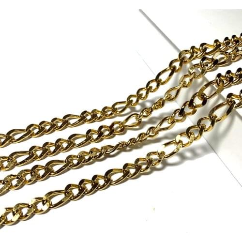 Wholesale Plated Gold Figaro Stainless Steel Chain for Jewelry Making Diy Necklace Bracelet Handmade Material 8mm