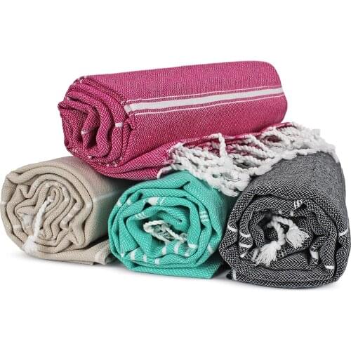 Turkish Beach Towel 100% Cotton Natural Fringed Absorbent Dry Quick Thin Soft for Men, Women, Kids, Gift, Bridesmaid Pack of 4