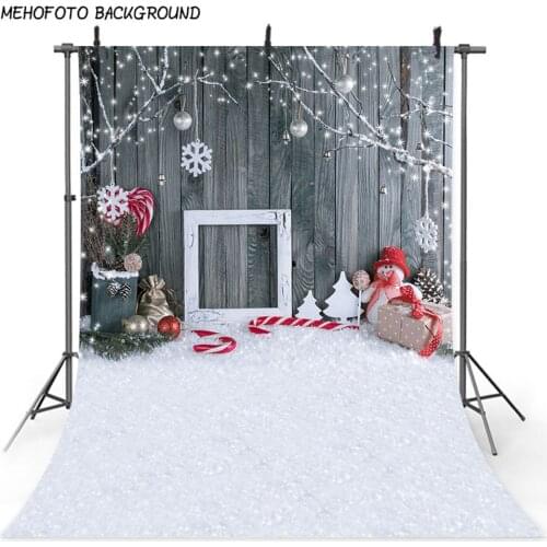 NeoBack Holiday Christmas Background Photography Wood Wall Snow White Floor Seamless Bokeh Backdrops Photo Video Studio 126