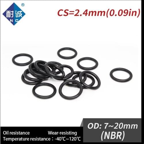300PCS/lot Rubber Black NBR CS2.4mm OD7/8/9/10/11/12/13/14/15/16/17/18/19/20mm O Ring Nitrile Gasket Oil resistant waterproof