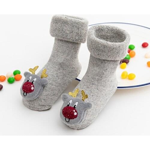 Christmas Cartoon Socks For Toddler Girls Boys Infant Baby Cotton Soft Socks Newborn Anti Slip Floor Socks Winter Leg Warmers
