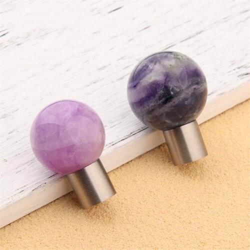 Natural Amethyst Handle Single Hole Round Ball Cabinet Drawer Cabinet Door Door Knob Light Luxury Furniture Handles