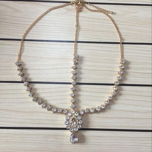 Handmade Kundan stones hair chain Grecian style PANJA head chain head jewellery