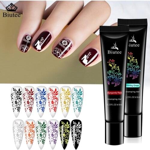 BIUTEE 8ML Stamping Gel Polish Nail Art Manicure Stamping Plate UV Gel Varnish Soak Off Oil Templates Stamp Nail Art Decoration