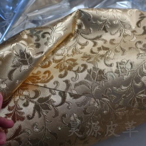 Synthetic PU Metal Leaf embossed metallic decorative leather material