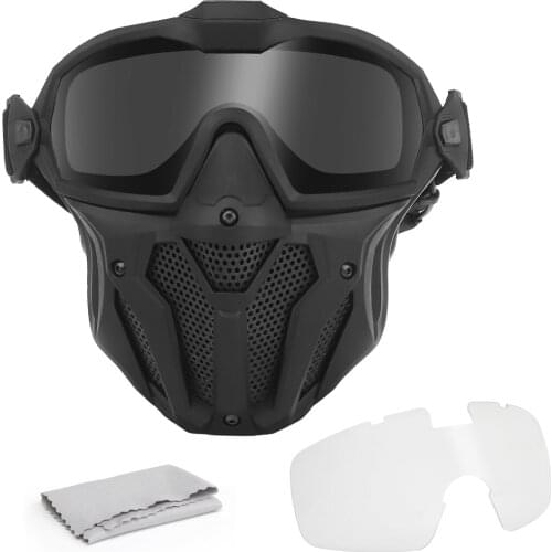 Tactical Mask Detachable Goggle With Anti-fog Fan System Full Face Protective CS Wargame Combat Airsoft Paintball Accessories