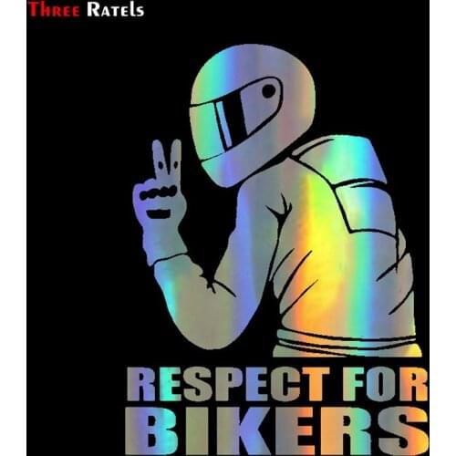 Three Ratels TZ-1950# 14x19cm Respect For Bikers Car Sticker Funny Stickers Styling Removable Decal