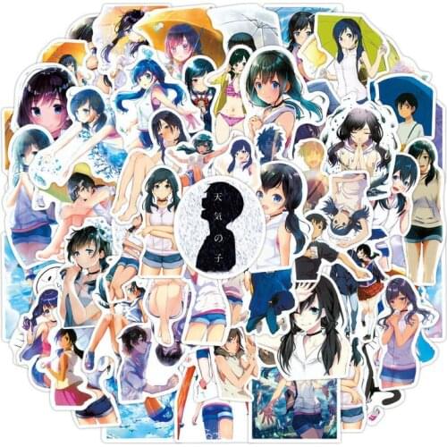 50 Pcs/pack Kawaii Anime Weathering with You Graffiti Stickers for Laptop Skateboard Guitar Phone Waterproof Decal Sticker Toys