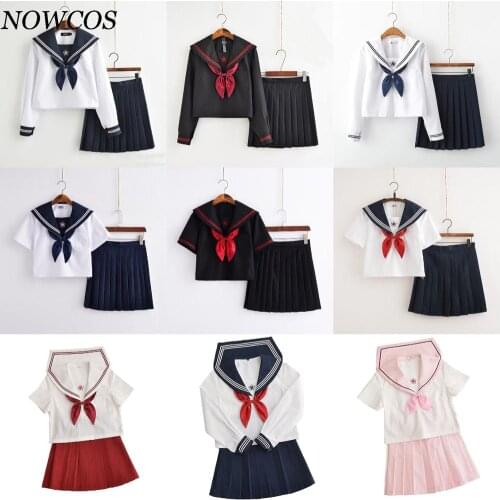 School Girl Sakura Skirt Japanese Style JK Uniform Japan Fashion College Sailor Costume Pleated Anime Sweater for Girls Clothes