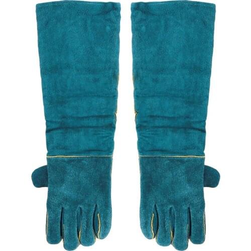 1Pair Safety Gloves Catch Dog Cat Reptile Animal Ultra Long Leather Green Pets Grasping Protective Gloves Garden Tool Gloves