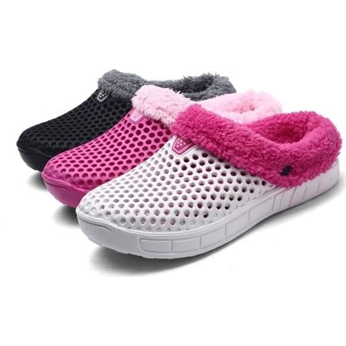 YISHEN Winter Women Slippers Platform Waterproof Soft EVA Outdoor Non-slip Shoes Home Casual Plush Warm Quick Dry Slippers