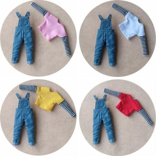1PCS Dolls Blyth Clothes Long-sleeve T-shirt/bib Overall Pants for Pullip,Azone,barbi,Blyth Jeans 30CM for 1/6 Doll Accessories