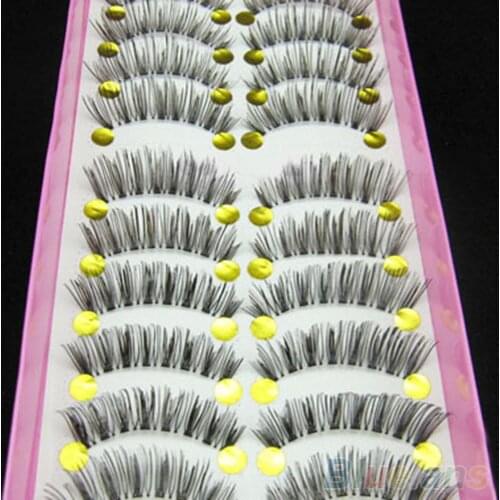 10 Pairs False Eyelashes Set Long Cross False Eyelashes Makeup Natural Fake Thick Black Eye Lashes