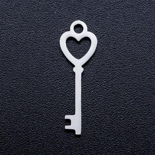 10pcs/lot 6x19.5 Key DIY Jewelry Charms Wholesale 100% Stainless Steel Never Tarnish Pendants AAAAA Quality Pendant
