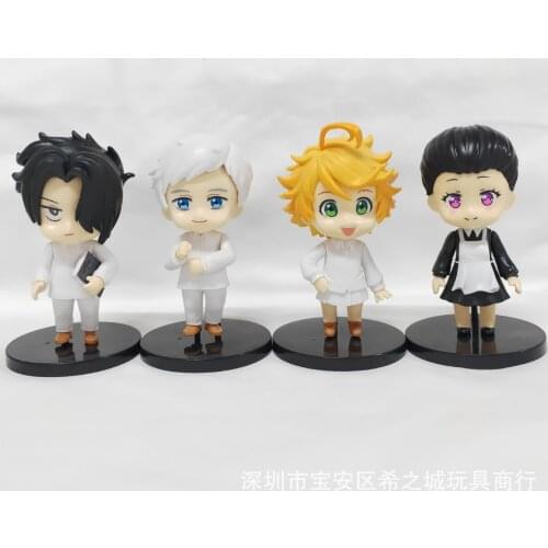 4pcs/set Q Version The Promised Neverland Emma Norman Action Figure Model Toys Xmas Gifts