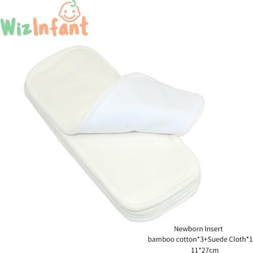 5pcs New Born Bamboo Cotton Diaper Insert With Stay-Dry Suede Cloth Or Bamboo Fiber,For All HappyFlute Newborn Diaper Cover