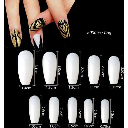 500 pcs/bag Coffin Nails Art Tips Full Cover False Tip White Professional Focallure Produtos De Beleza Plastic Salon Nails
