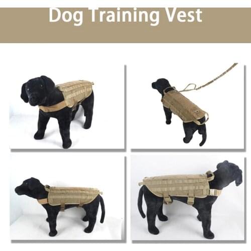 600D Nylon MOLLE Dog Training Vest Clothes Tactical Military Training Harness On For Hunting Walking Hiking Police Dog Pet Dog