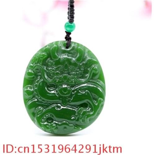 Amulet Pendant Natural Jewelry for Chinese Men Hand Carved Gifts Jadeite Charm Necklace Jade Women Green Dragon Fashion
