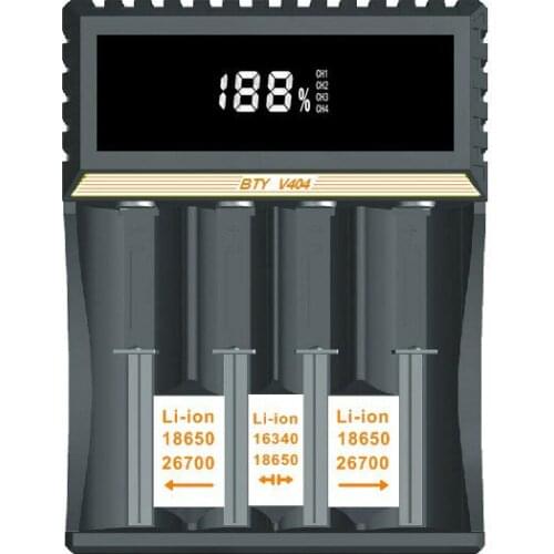 BTY-V404 Battery Charger Li-ion Smart Fast AA AAA 10440 14500 16340 18500 18650 26650 4.2V Battery Charger charger