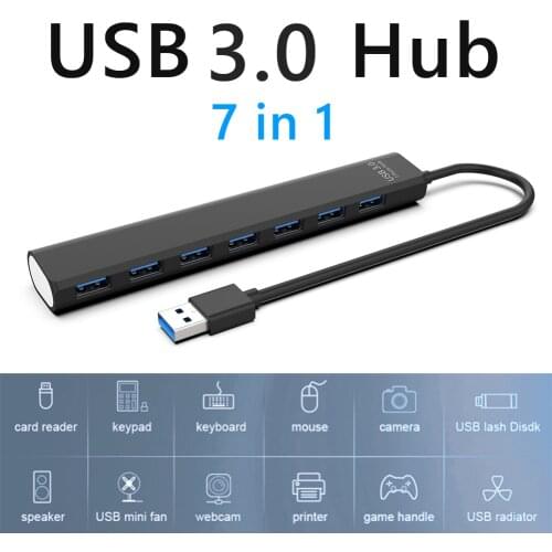 USB 2.0/3.0 HUB Dock Adapter Multi USB Splitter 5Gbps 7 Ports USB Expander Port Multiple Expander 2.0 USB3 Hub with Switch New