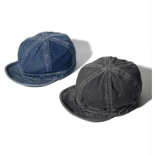 Short Brim Korean Version Denim Adjustable Baseball Cap Solid Color Shading Unisex Vintage Dad Hat Snapback