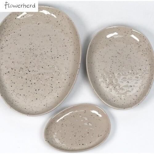 Sesame Dot Plates Ceramic Plate Fruit Bowl Dessert Table Cake Plate Dessert Plate Household Multi-purpose Nut Plate Containing