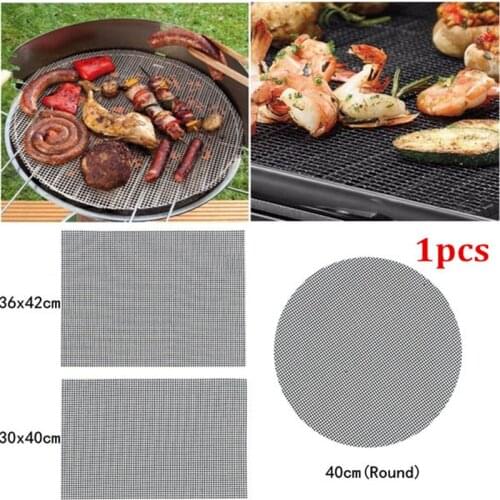 BBQ Grill Pad Mat Non-stick Mesh Net Barbecue Grilling Baking Mat Black New For Kitchen Accessories