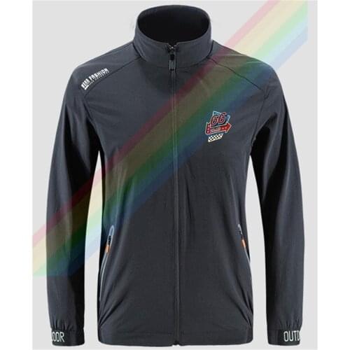 Route 66 Classic Arrow Logo Breathable Jacket Mens Outdoor Zippered Comfortable Light Soft Fashion Casual Front Printing