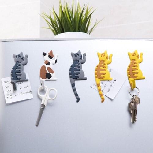Cartoon Cat Fridge Magnet Creative Hook Message Magnet Early Education Decoration Sticker Home Decoration Accessories