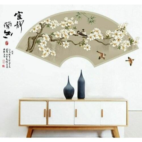 Chinese Fan Wall Stickers Bedroom Living Room Background Home Decorations Mural