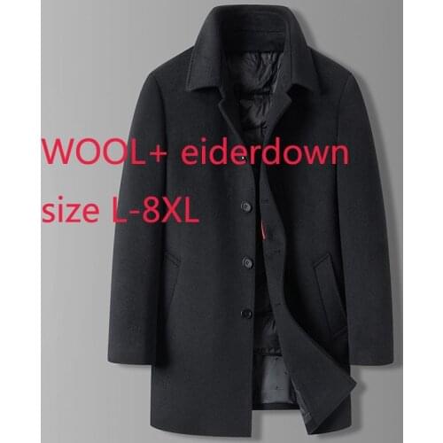 New Arrival Fashion Super Large High Quality Winter Thick Men Wool Coat Two Piece Set Down Jackets Casual Plus Size L-6XL 7XL8XL