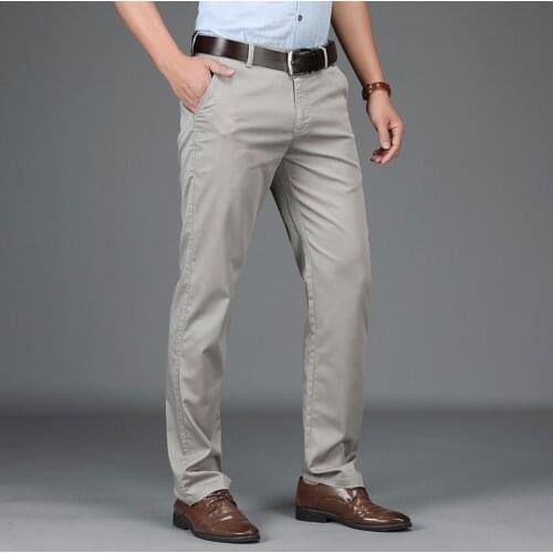 New Brand Pants Men Mid-waist Full Length Trousers Men Thin Breathable Business Casual Straight Mens Pants 29-42 Pantalon Hombre