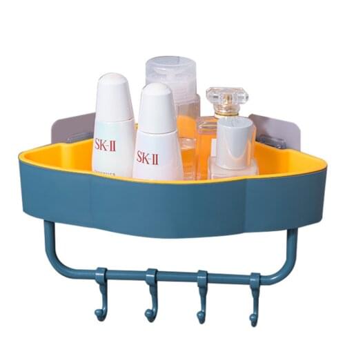 New Creative Storage Rack With Hooks Without Perforation Rack Wall-Mounted Corner Storage Rack For Home Kitchen And Bathroom