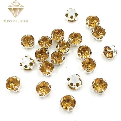 New Crystal yellow round shape 3D claw rhinestone strass Glass Crystal sew on rhinestones High quality diy clothing accessories