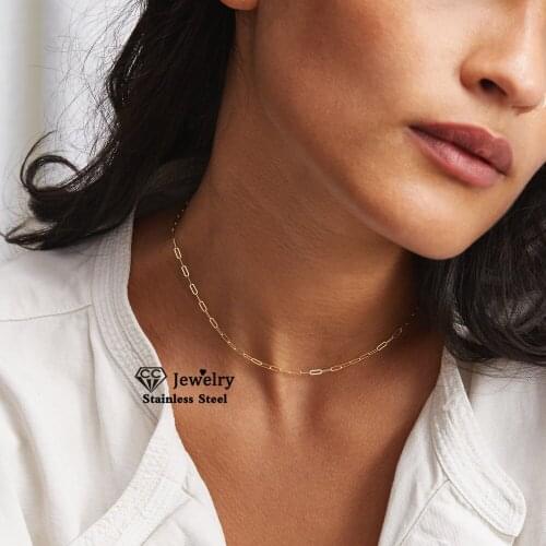 CC Stainless Steel Necklace for Women Chocker Chain Link Shape Punk Simple Design Party Fashion Jewelry Drop Shipping YX25113