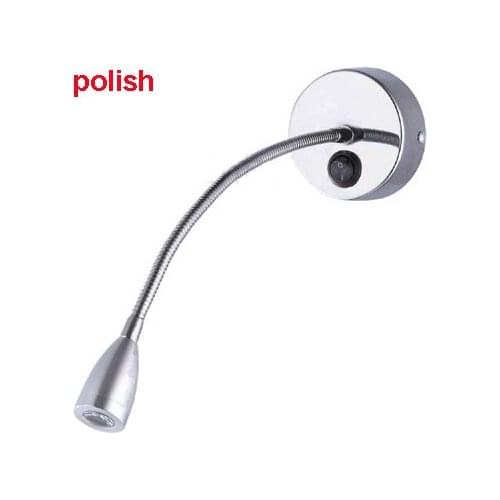 110V/220V 1W Polished Led Wall Lamp Morden Style Light Led Wall Switch Optional Wall Mounted Wall Reading Lamp