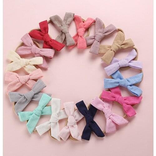 New cotton and linen bow hairband handmade baby seamless headband childrens multicolor hair ring hair accessories