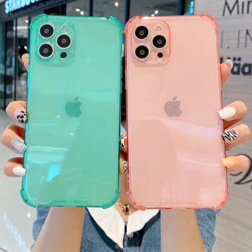 Moskado Candy Color Transparent Shockproof Phone Cover For iPhone 12 11 Pro Max X XR XS Max 7 8 7Plus Soft Silicone TPU Cases