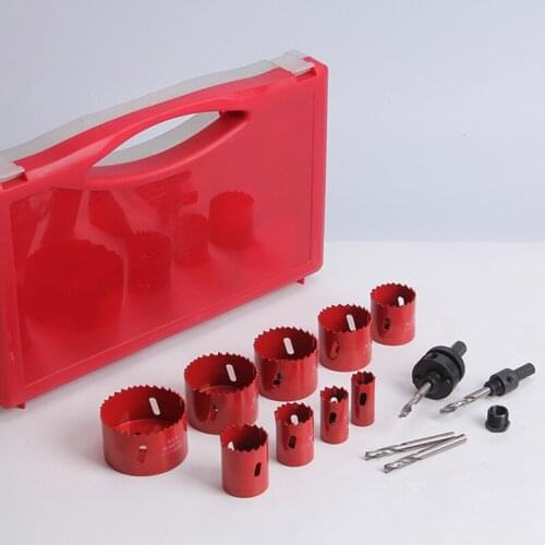 Factory direct sales 9-piece plastic boxed bimetal hole saw 19-57mm hole drill bit manufacturer stock wholesale woodworking hole