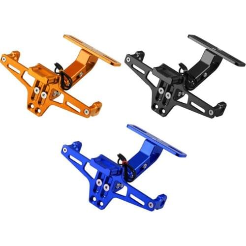 Adjustable Motorcycle CNC License Number Plate Holder LED Light Mount Bracket