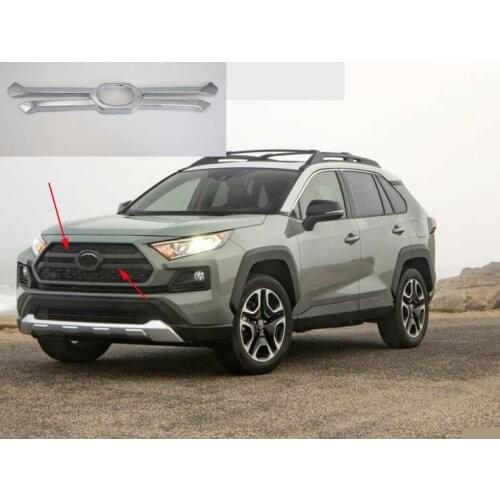 Chrome ABS Front Grille Around Cover Trim For 2019-2020 Toyota RAV4 (1PCS) TRD A