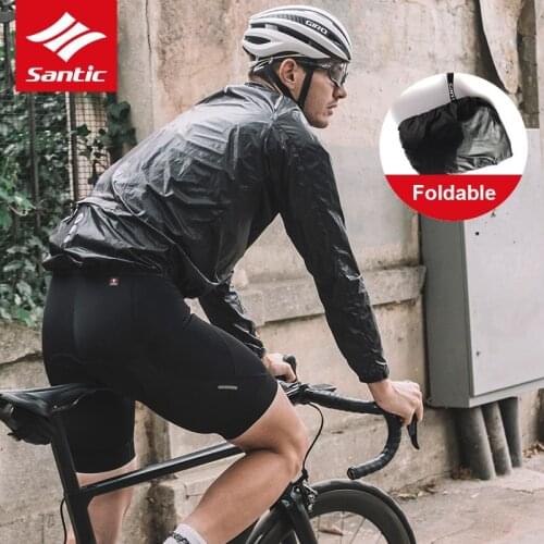 Santic Folding Long Sleeve Cycling Skin Coats Windproof Rainproof MTB Road Bike Jersey Anti-UV Men Women Outdoor Sport Jackets