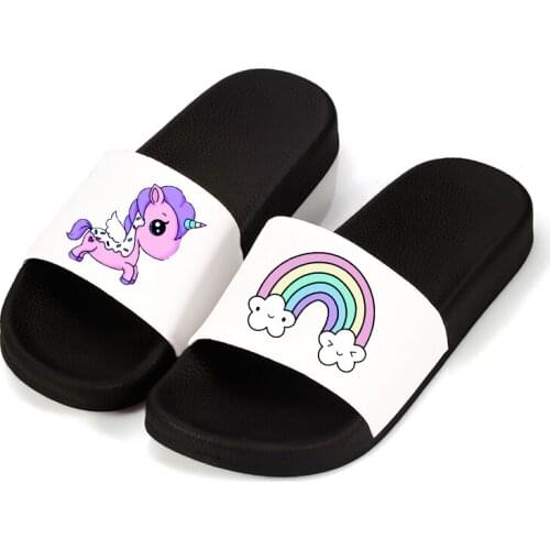 Women slipper cute unicorn Slippers shoes for woman Home Beach Slides summer Open Toe Sandalias ladies Non-slip flip flops