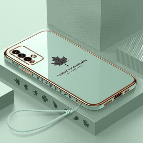 Luxury Cute Maple Leaf Square Silicone Phone Case For Xiaomi Mi 11 10 9 8 Lite Redmi Note 10 S 9T 8 Pro Ultra-thin Strap Funda