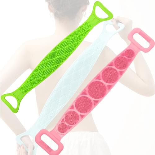 Silicone Back Scrubber Soft Loofah Bath Towel Bath Belt Body Exfoliating Massage For Shower Body Cleaning Bathroom Shower Strap
